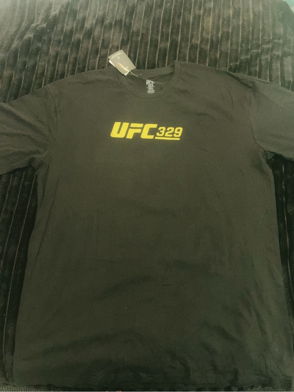 UFC Black Short-Sleeve Tee with Yellow UFC329 Logo